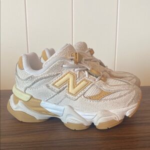 New Balance Cream and Tan Retro Sneakers